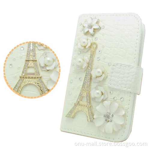 3D Bling Rhinestone Design Wallet Leather Flip Case Cover for Samsung Galaxy S5 Active